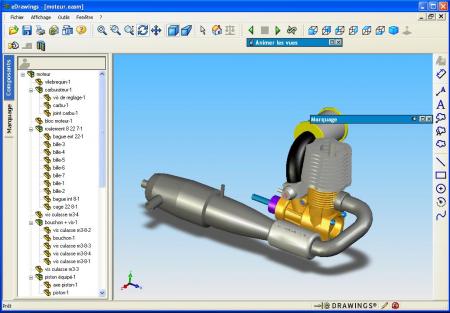 eDrawing d'un moteur deux temps